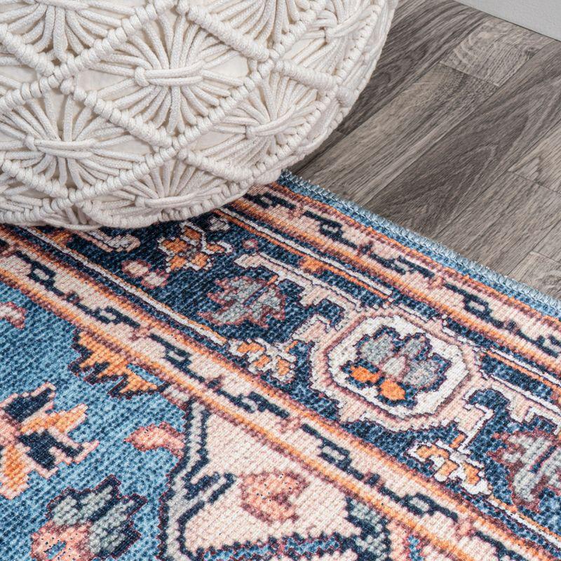 Cirali Bohemian Blue/Beige Medallion 2x8 Washable Runner Rug