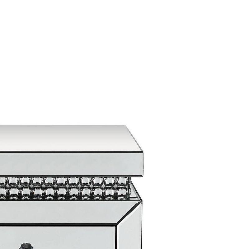Acme Furniture 18" Lotus Mirrored Accent Table with Faux Ice Cube Crystals: Beveled Edges