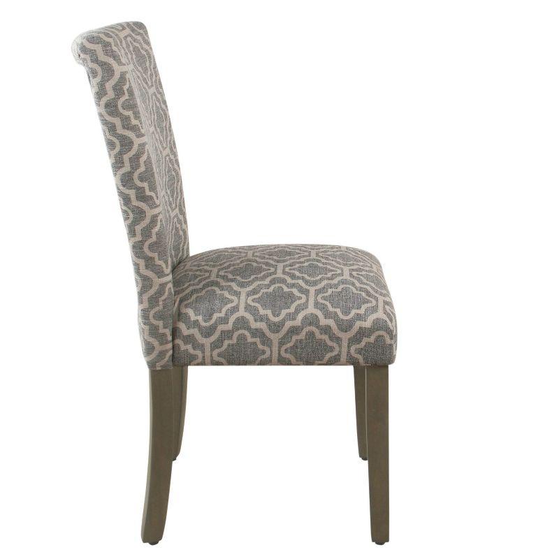 Gray and Cream Upholstered Parsons Side Chair Set with Wood Legs