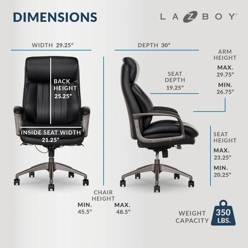 La-Z-Boy La-Z-Boy® Nova Executive Office Chair, Patented AIR Ergonomic Support Technology®, High-Back Premium Comfort & Support, Vegan PU Leather