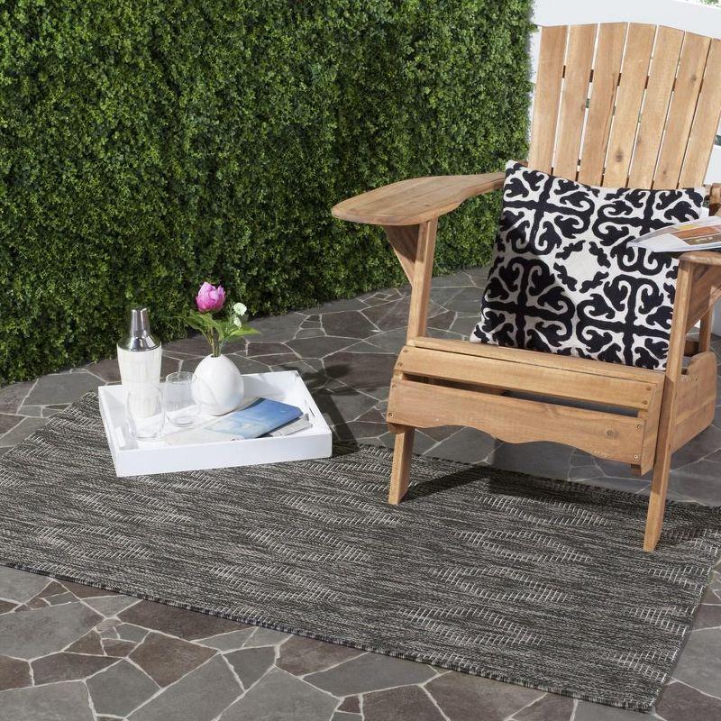 Gray and Black Geometric Outdoor Area Rug