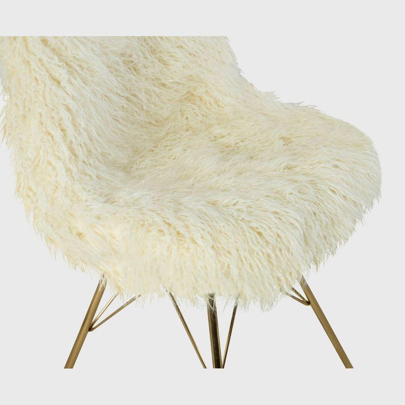 Remy Flokati Modern Faux Fur Accent and Office Chair Chair White - Linon