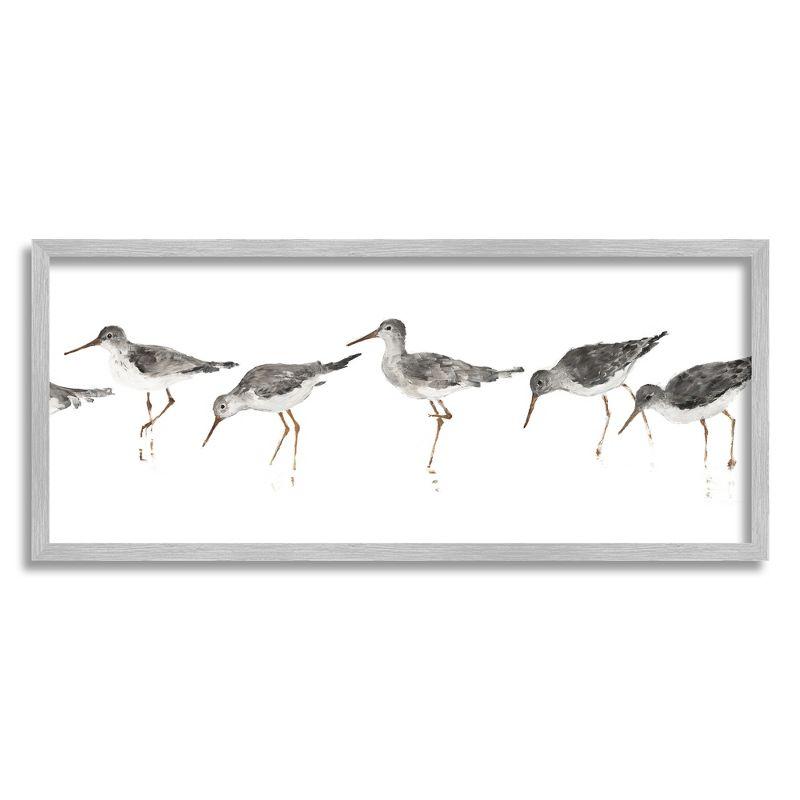 Beach Bird Sandpipers Minimal Gray White Painting by Avery Tillmon - Painting