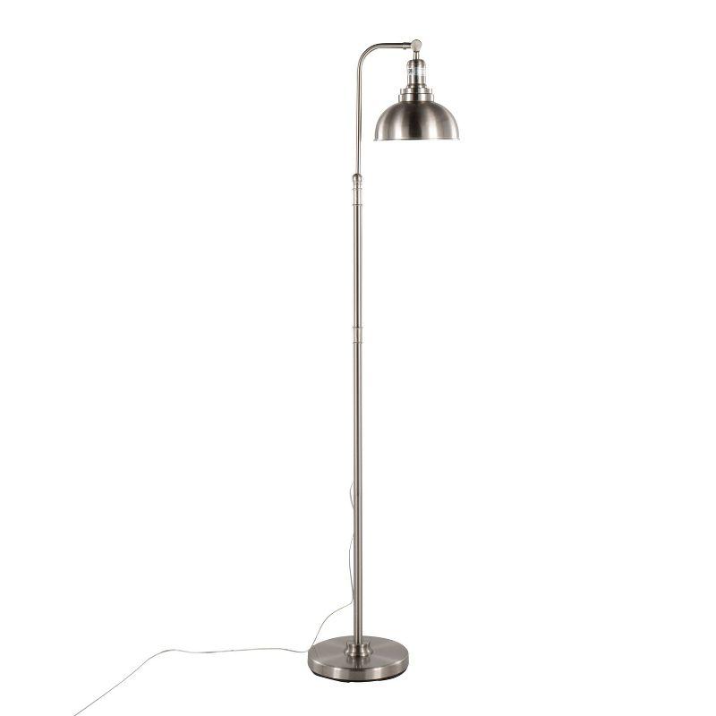 LumiSource Emery Industrial Floor Lamp in Nickel: Modern Arc Design, UL Listed, Metal Shade