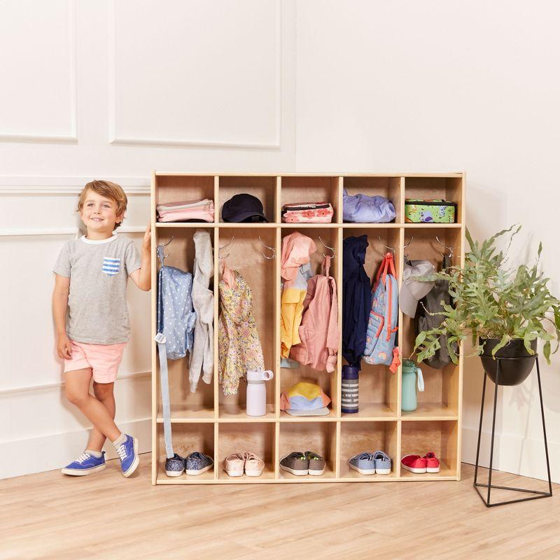 Natural Birch 5-Section Coat Locker with Cubbies