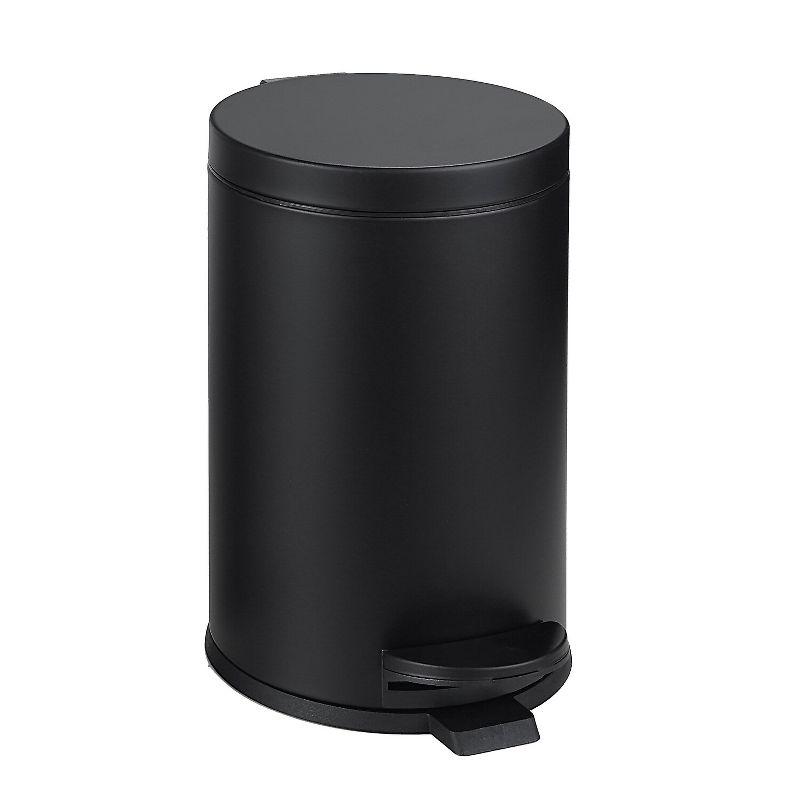 Black Steel Round Pedal Trash Can with Plastic Inner Bucket