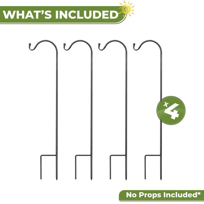 Sorbus Set of 4 Shepherds Hooks for Outdoor - Extendable Garden Stakes for Plants, Lights, Lanterns, Flower Baskets, and More