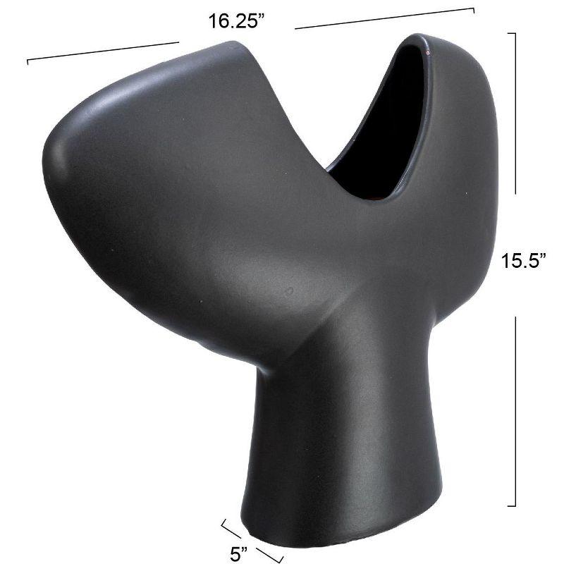 Storied Home Modern Stoneware Abstract Vase, Matte Black