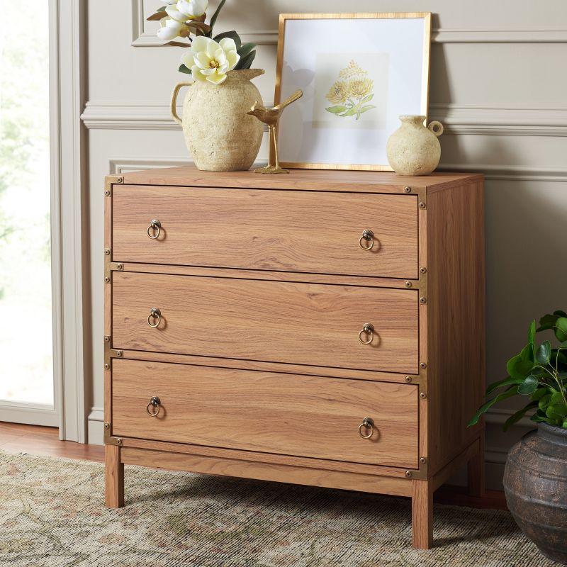 Galio Oak and Gold 3-Drawer Retro Night Table