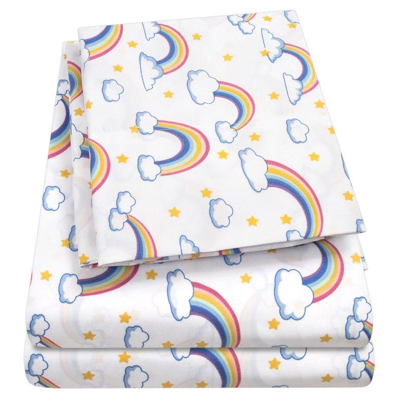 Full Pink Rainbow Print Microfiber Kids' Sheet Set