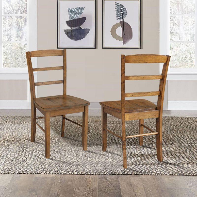 Set of 2 Madrid Ladderback Chairs Pecan - International Concepts: Solid Wood, Armless, Kitchen Seating