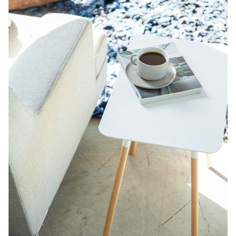 Yamazaki Home Modern Rectangular Side Table For Living Room Or Small Bedside Steel + Wood End Table