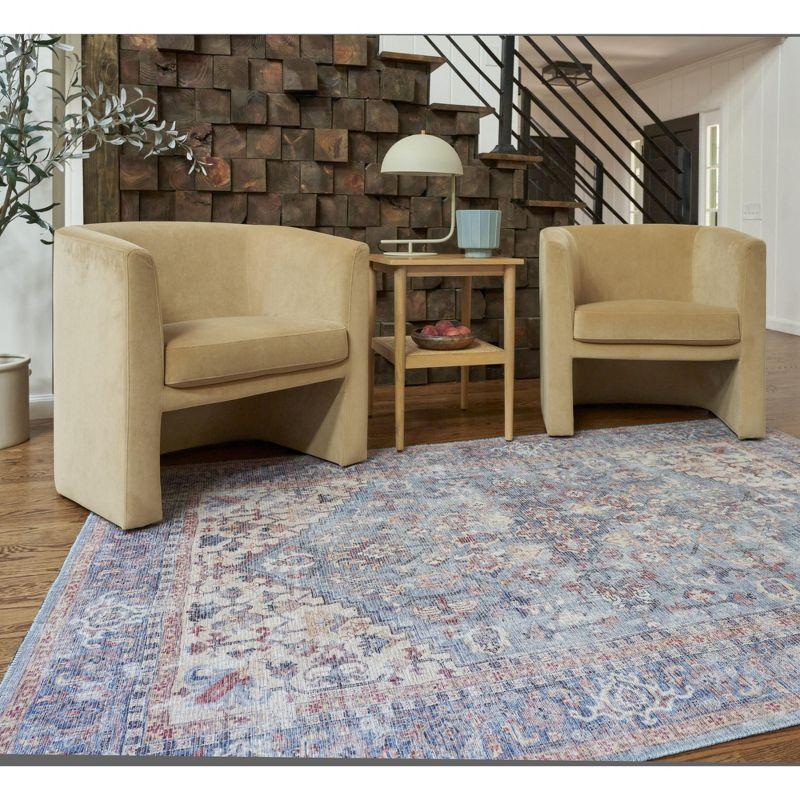 Machine Washable Oriental Blue/Red Area Rug