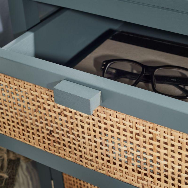Dave 1 Drawer 1 Door Nightstand - Blue Grey/Natural - Safavieh.
