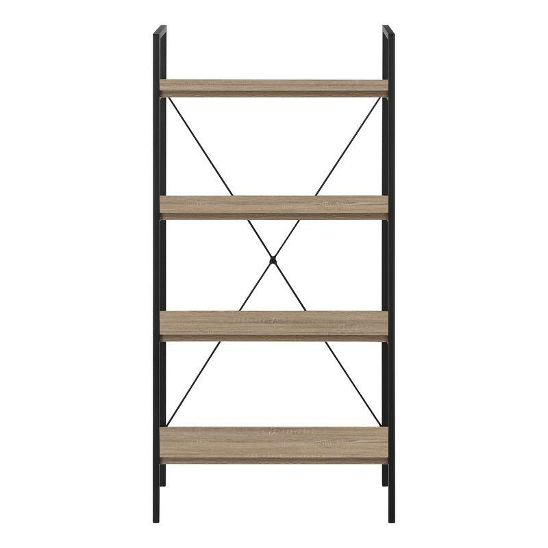 Monarch Specialties Bookshelf Bookcase 4 Tier 48InchH Office Bedroom Metal Laminate Brown Black Contemporary Modern