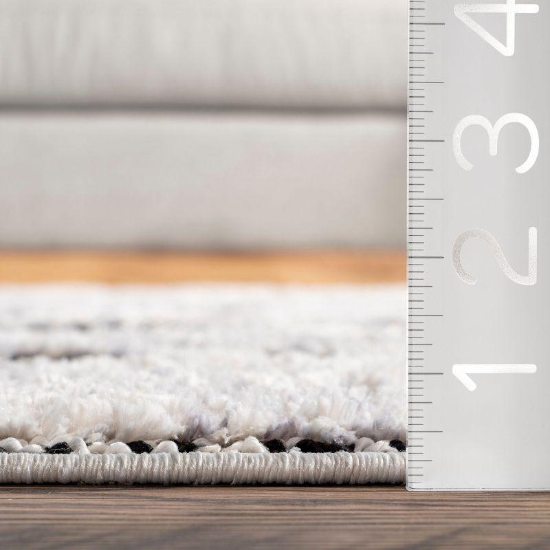 Nuloom 8x11 Ansley Moroccan Tassel Indoor Area Rug, Grey, High-Low Textured Bohemian Design, Plush High Pile, Stain Resistant, Bedroom, Living Room