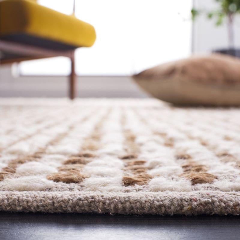 Beige and Ivory Flat Woven Wool Round Rug