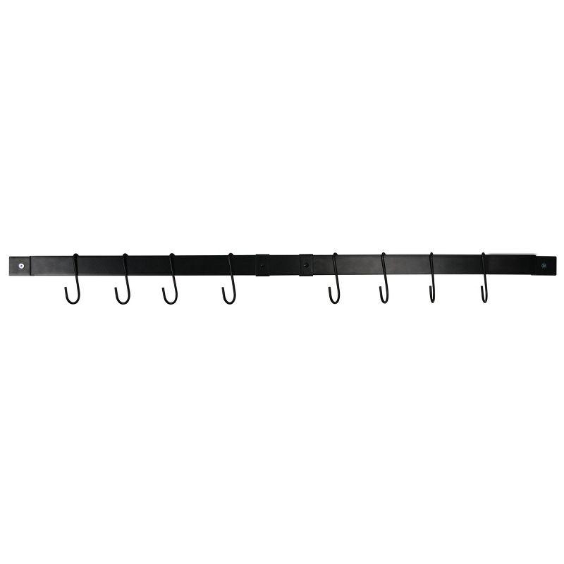 Black Adjustable Wall-Mounted Metal Pot Rack with Hooks