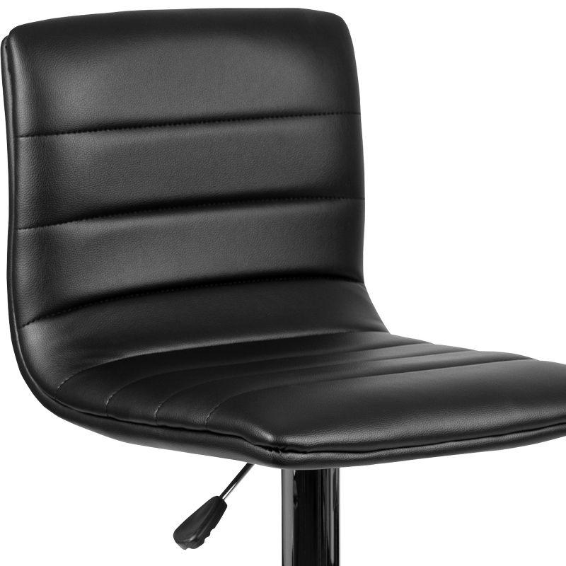 Flash Furniture Modern Black Vinyl Adjustable Bar Stool with Back, Counter Height Swivel Stool with Chrome Pedestal Base