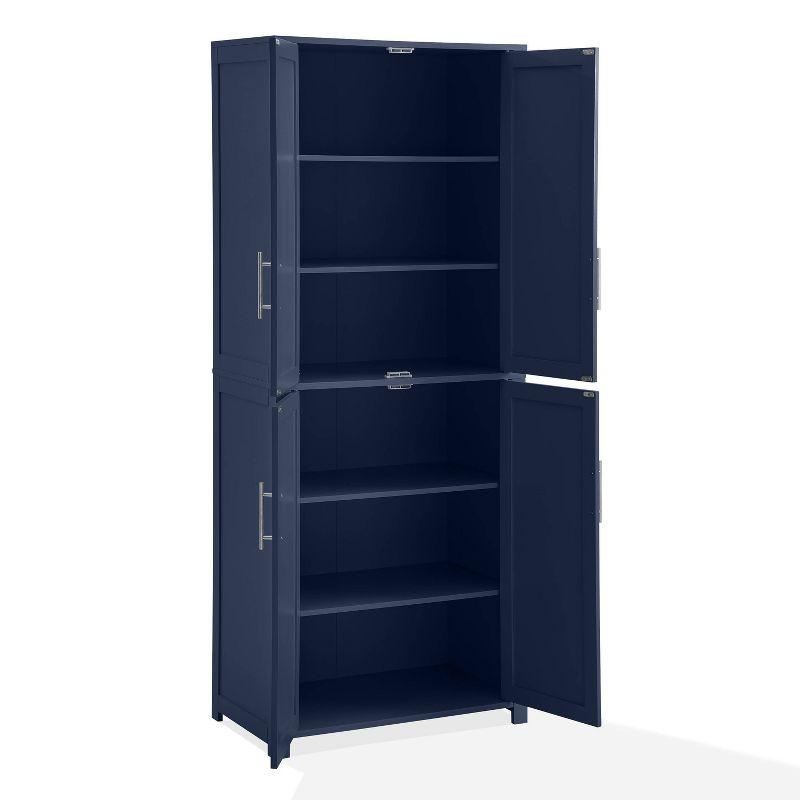 Crosley 67" Savannah Tall Kitchen Storage Pantry Navy: Traditional Farmhouse Design, Wood Veneer, MDF Frame, 3 Adjustable Shelves