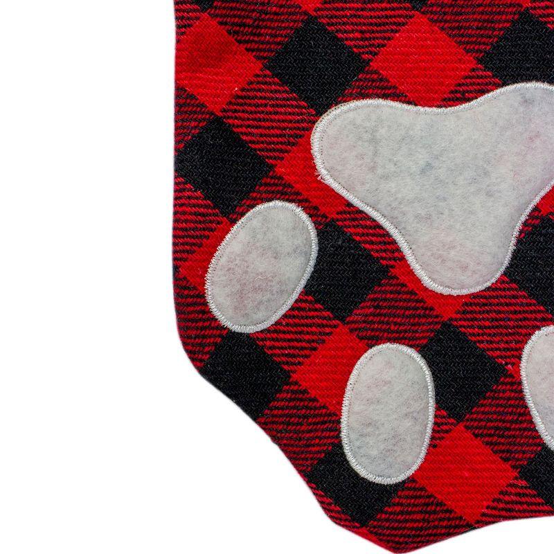 Northlight 15.5" Red and Black Buffalo Plaid Pet Embroidered Christmas Stocking