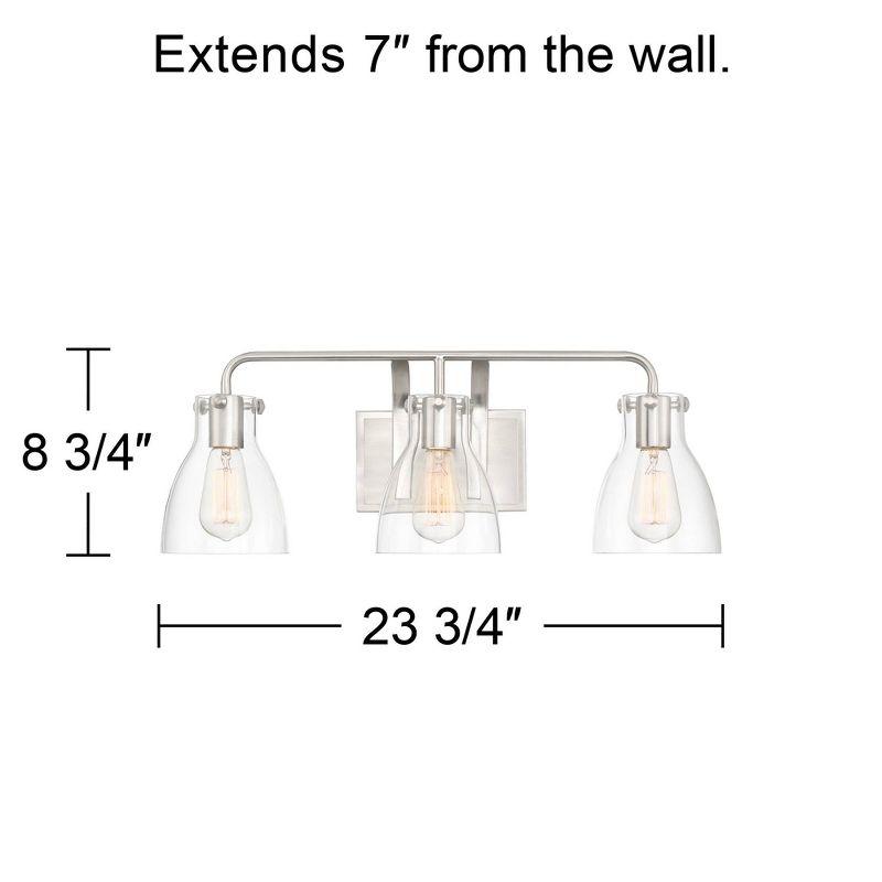 Possini Euro Design Cyn Modern Wall Light Brushed Nickel Hardwire 23 3/4" 3-Light Fixture Clear Glass for Bedroom Bathroom Vanity Living Room Hallway