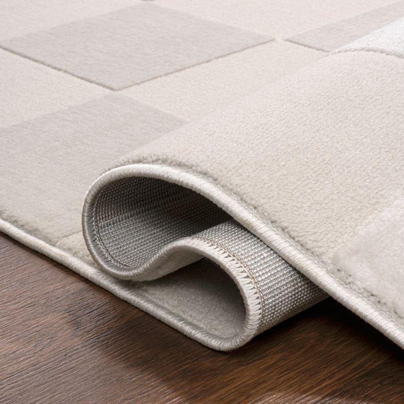 JONATHAN Y Thea Modern Geometric Checkerboard High-Low White/Cream 3 ft. x 5 ft. Area Rug