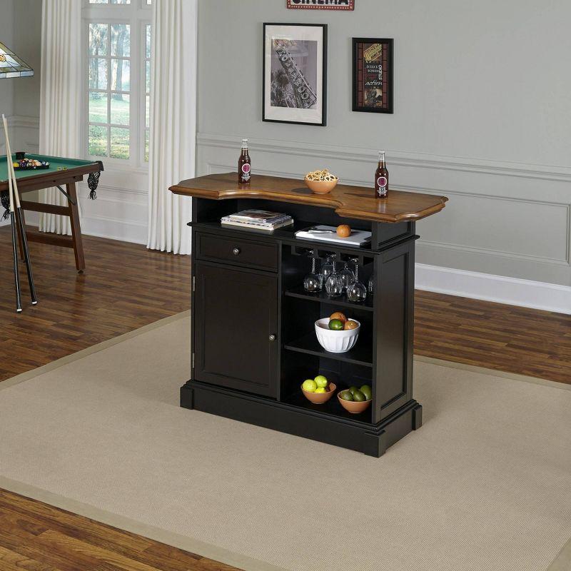 Americana Black and Oak Hardwood Bar with Adjustable Shelves