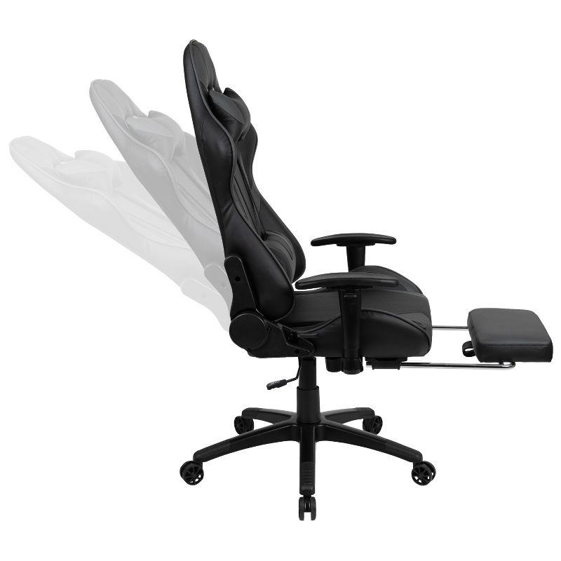 Flash Furniture Black Gaming Desk with Cup Holder/Headphone Hook and Monitor/Smartphone Stand & Gray Reclining Gaming Chair with Footrest
