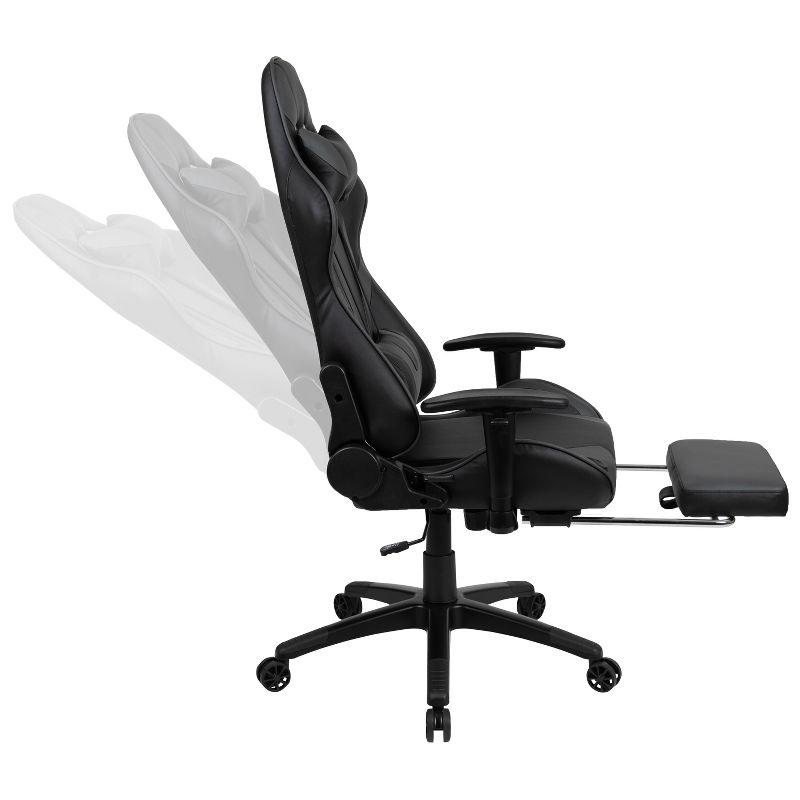 Ergonomic Black and Gray Gaming Desk and Chair Set with Footrest and Cup Holder