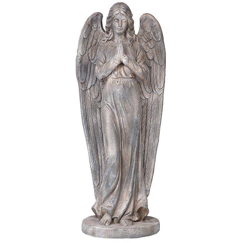 Gray Resin and Stone Praying Angel Statue