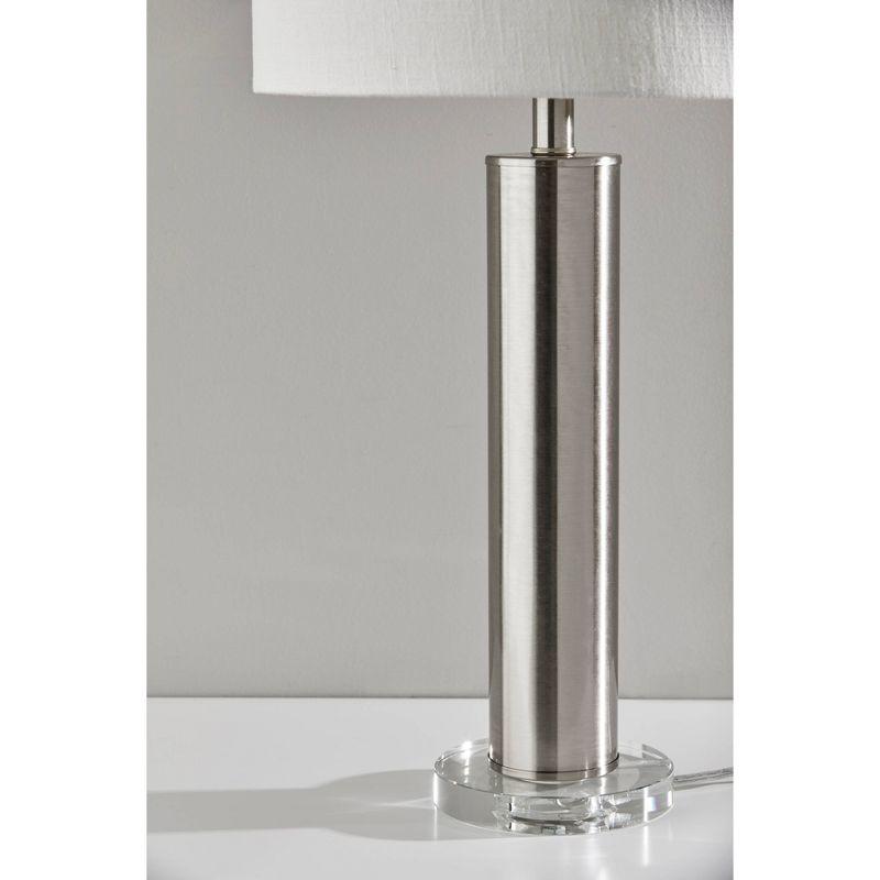 Brushed Steel Table Lamp with White Fabric Shade