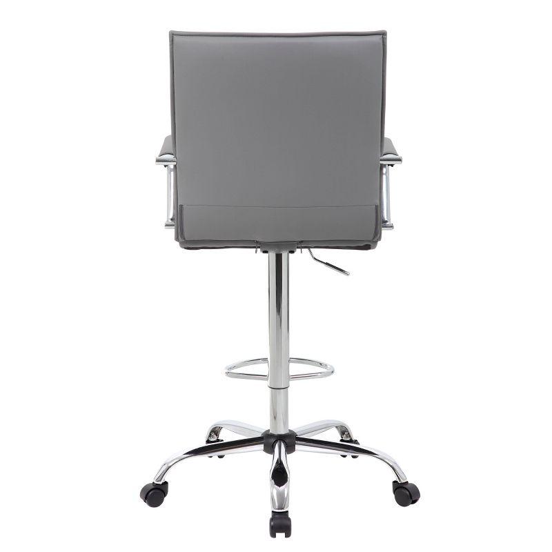 Gray Vinyl Ribbed Drafting Stool with Fixed Arms