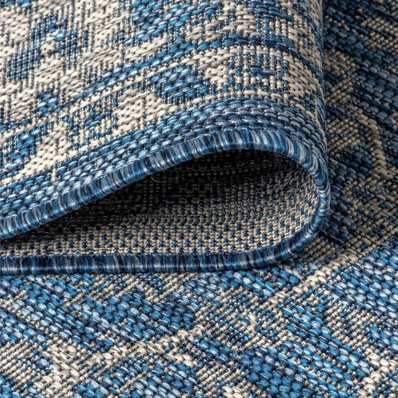 5' Round Palazzo Vine and Border Textured Weave Indoor/Outdoor Area Rug, Navy/Gray - JONATHAN Y