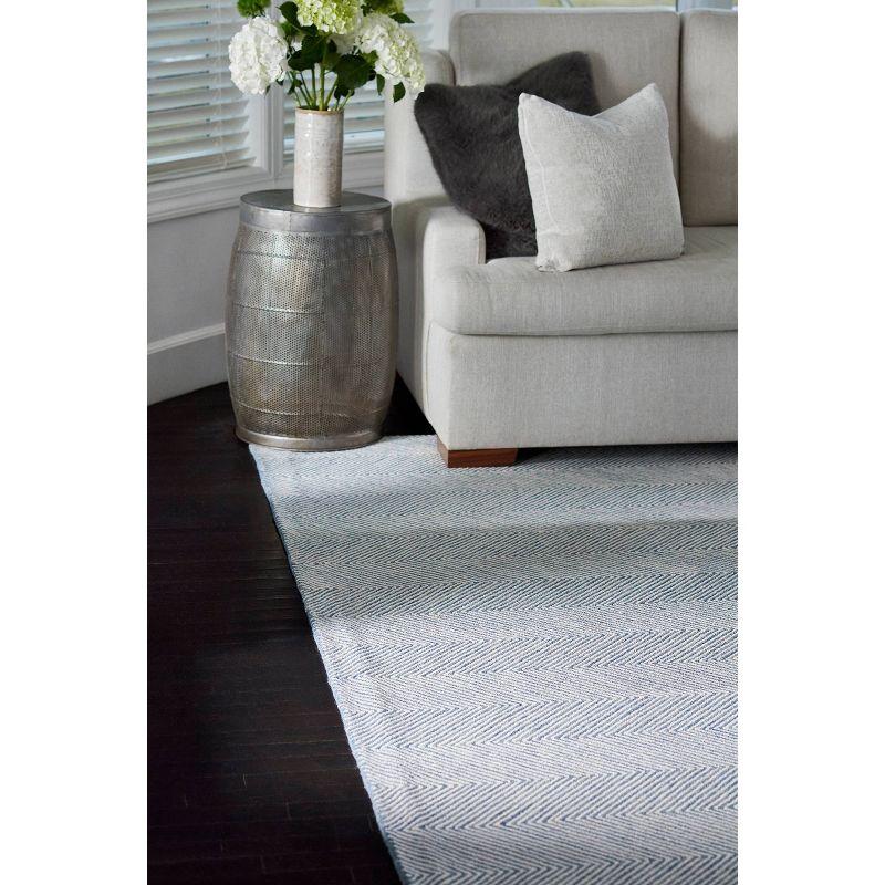 Momeni 5'x8' Charles Zig Zag Handtufted Area Rug Blue: Wool, Cotton & Latex Backing, Low Pile, Indoor Use, Rectangle Shape