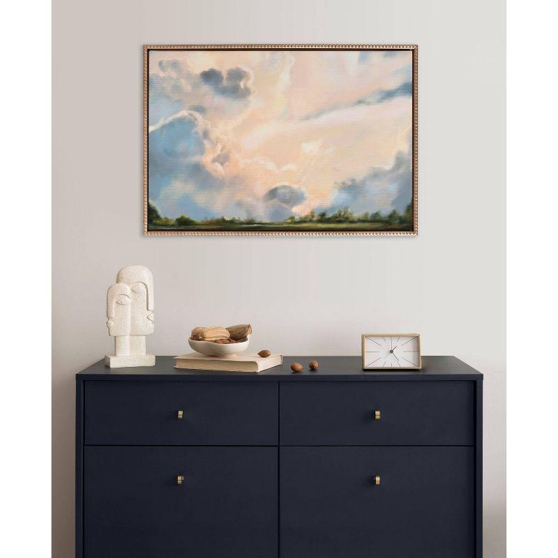 Kate & Laurel All Things Decor 23"x33" Sylvie Beaded Clouds Framed Canvas by Mary Sparrow Gold : Landscape, Home Wall Decor