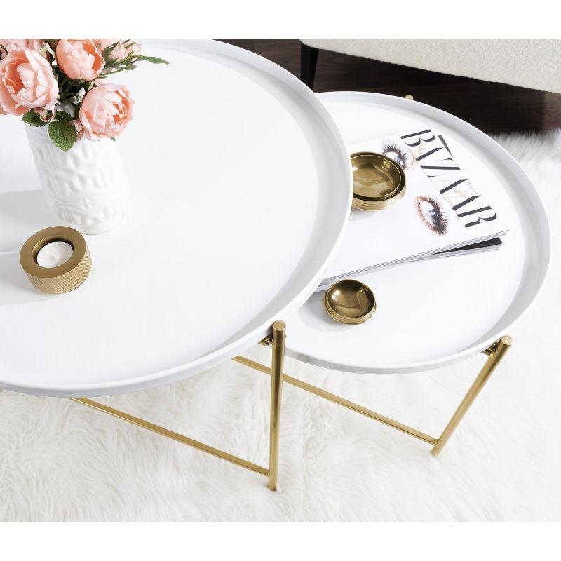 Ulani White and Gold Round Metal Nesting Tables