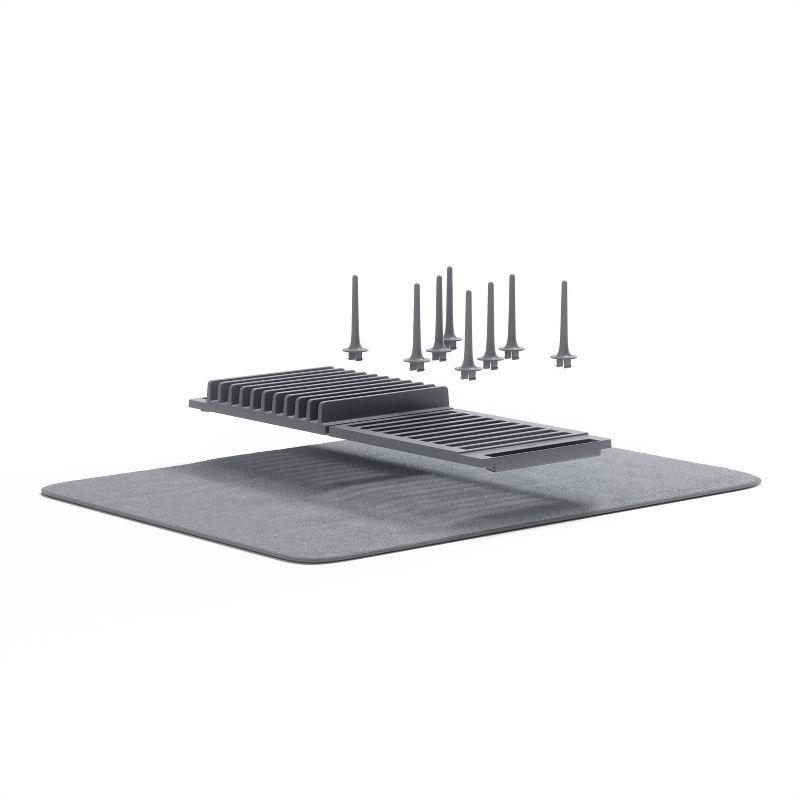 Charcoal Foldable Dish Drying Rack with Microfiber Mat