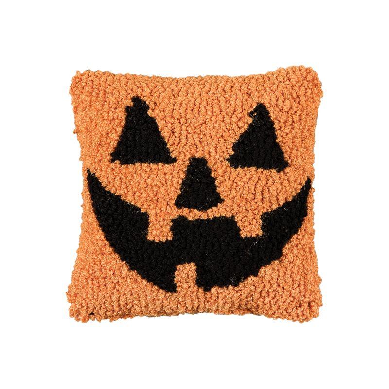 Jack-O-Lantern Petite Hooked Halloween Throw Pillow