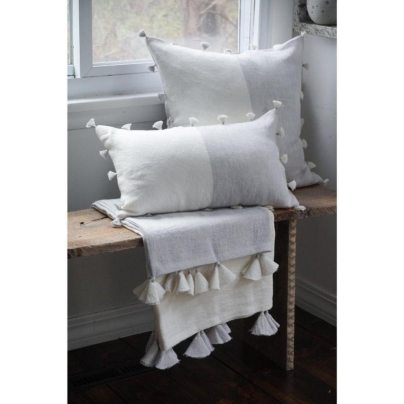 Grey Tassels So Soft Linen Pillow 12x20 Pillow Cover Only
