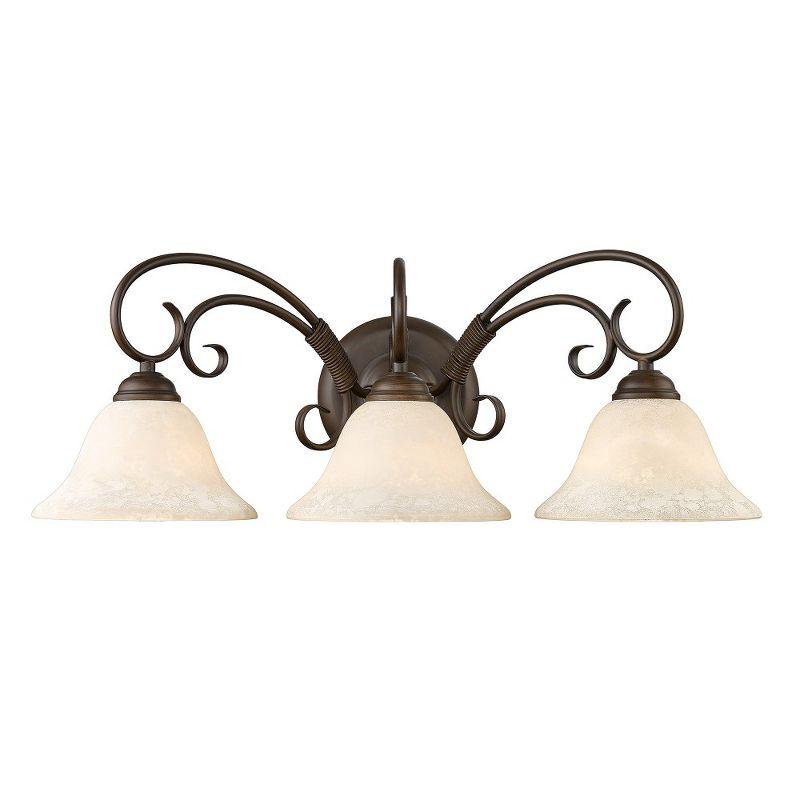 Golden Lighting Homestead 3-Light Vanity Light in Rubbed Bronze with Tea Stone Glass