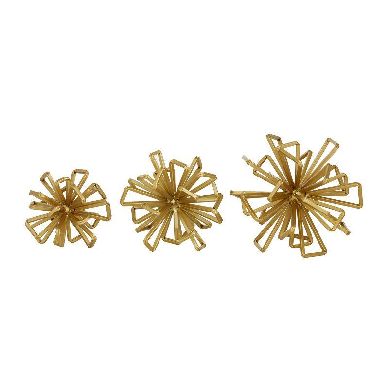 Olivia & May Set of 3 Geometric 3D Star Metal Sculptures Gold: Iron Tabletop Decor, Indoor Accent