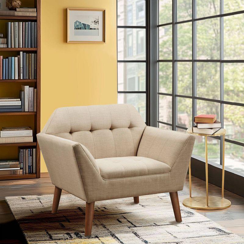 Newport Lounge Chair Beige - Ink+Ivy: Polyester Upholstered, Wood Legs, Foam Cushion, Spot Clean