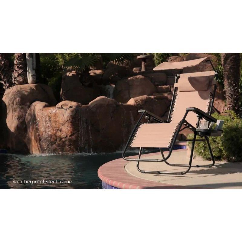 Best Choice Products Folding Zero Gravity Recliner Patio Lounge Chair w/ Canopy Shade, Headrest, Tray - Amethyst Purple