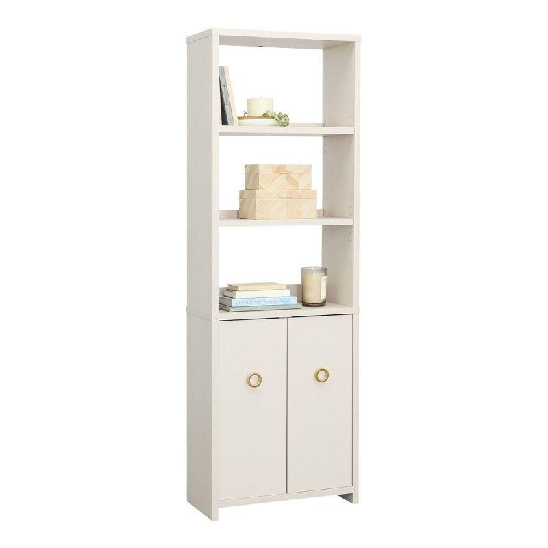 Sauder 70" 5 Shelf Grand Coast Bookcase with Doors Dove Linen