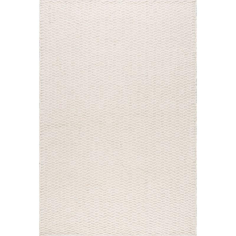 Nuloom Glendora Solid 6x9 Wool Indoor Area Rug for Living Room Bedroom Dining Room Kitchen, Ivory