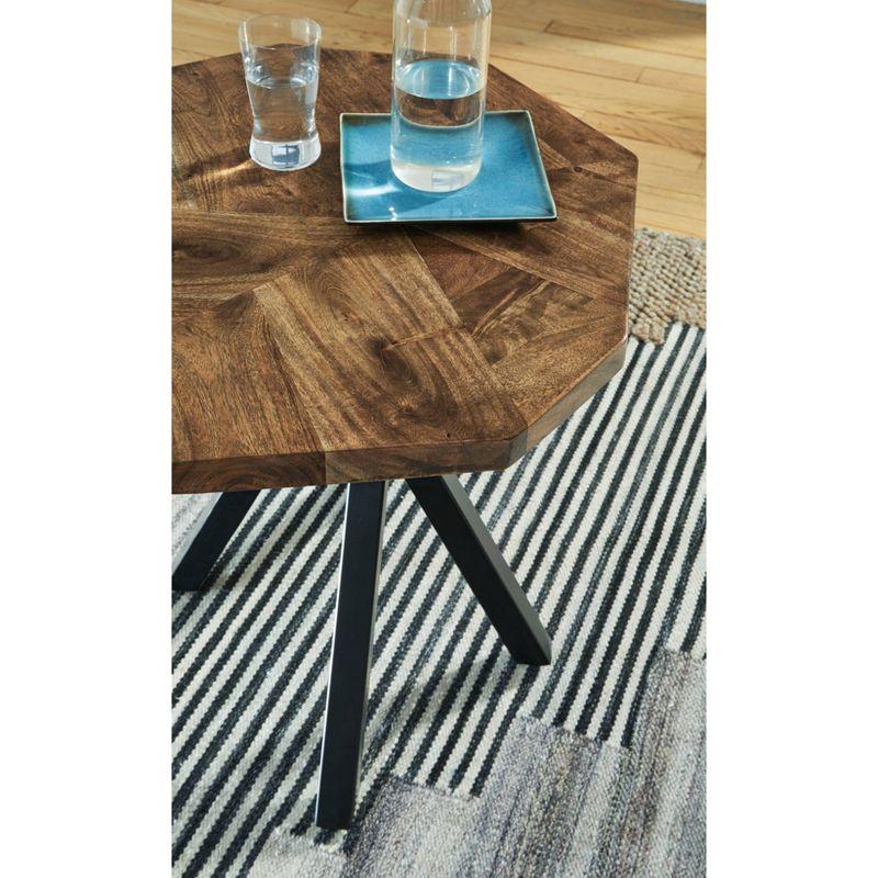 Signature Design by Ashley Haileeton End Table Black/Gray/Brown/Beige : Contemporary Pedestal Table, 24" Wide