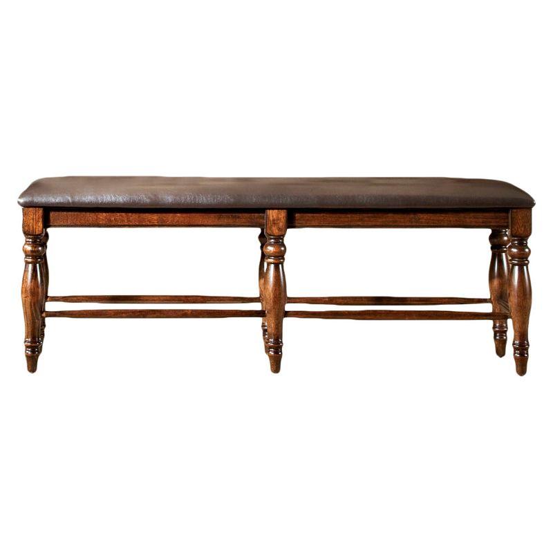 54" Raisin Brown Mango Wood Backless Bench with Faux Leather Seat