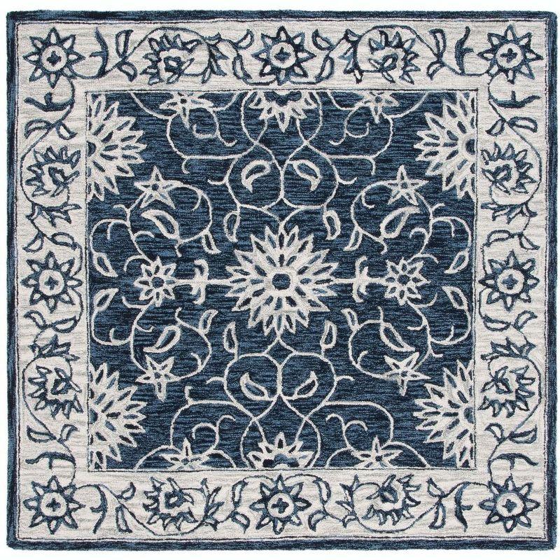 Jardin JAR601 Hand Tufted Area Rug - Navy/Ivory - 6'x6' - Safavieh
