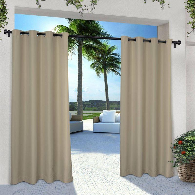 Taupe Polyester Light-Filtering Grommet Curtain Panels, Set of 2